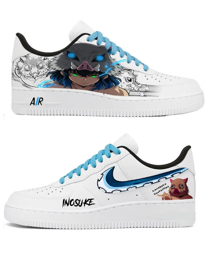 Sneakers custom Inosuke Demon Slayer — Demon Slayer SENKYRA SAMA, vue 1