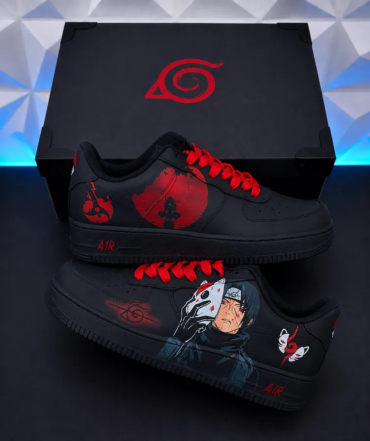 Sneakers custom Itachi Naruto — Noir — Naruto SENKYRA SAMA, vue 1