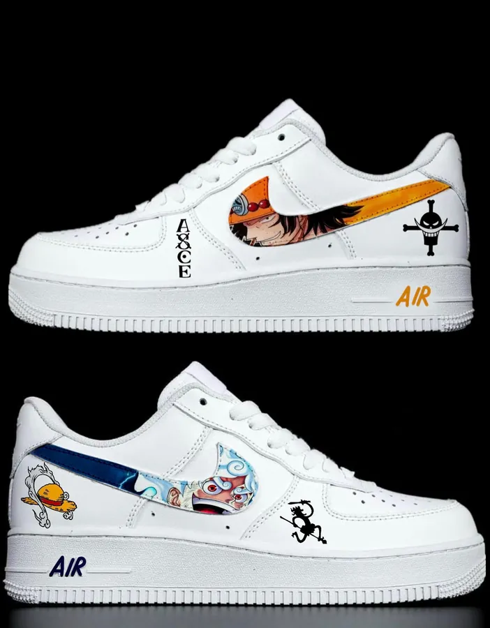 Sneakers custom Luffy et Ace One Piece — One Piece SENKYRA SAMA, vue 1