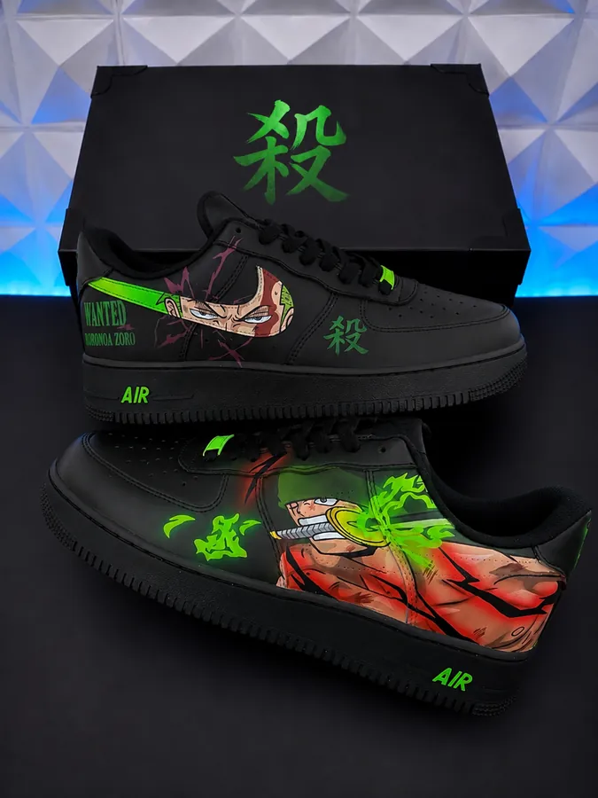 Sneakers custom Zoro One Piece — One Piece SENKYRA SAMA, vue 1